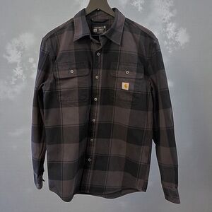CARHARTT MEN’S SMALL HEAVYWEIGHT LONG SLEEVE SHIRT DARK GRAY BLACK